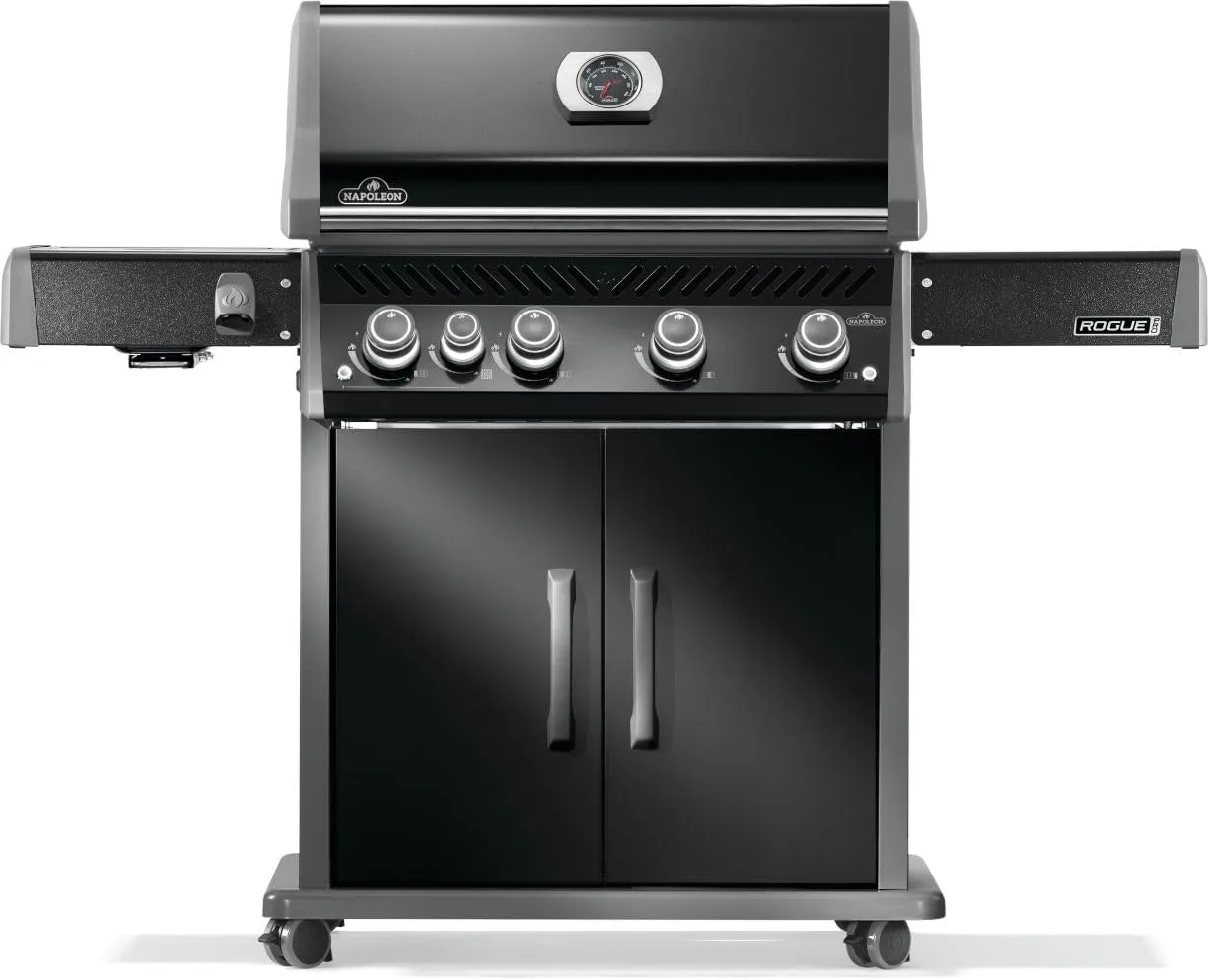 Napoleon Rogue PRO 525 Propane Gas Grill with Infrared Side Burner, Black, Durable 5-Burner BBQ