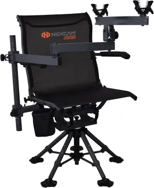 NEXCAM® AXIS SG 360 Ultimate Shooting Chair with AXIS V2 Shooting Rest. Rocking Chair. Dual-axis Swivel and Tilting Chair. Camp. Fish. Hunt. Patent Pending