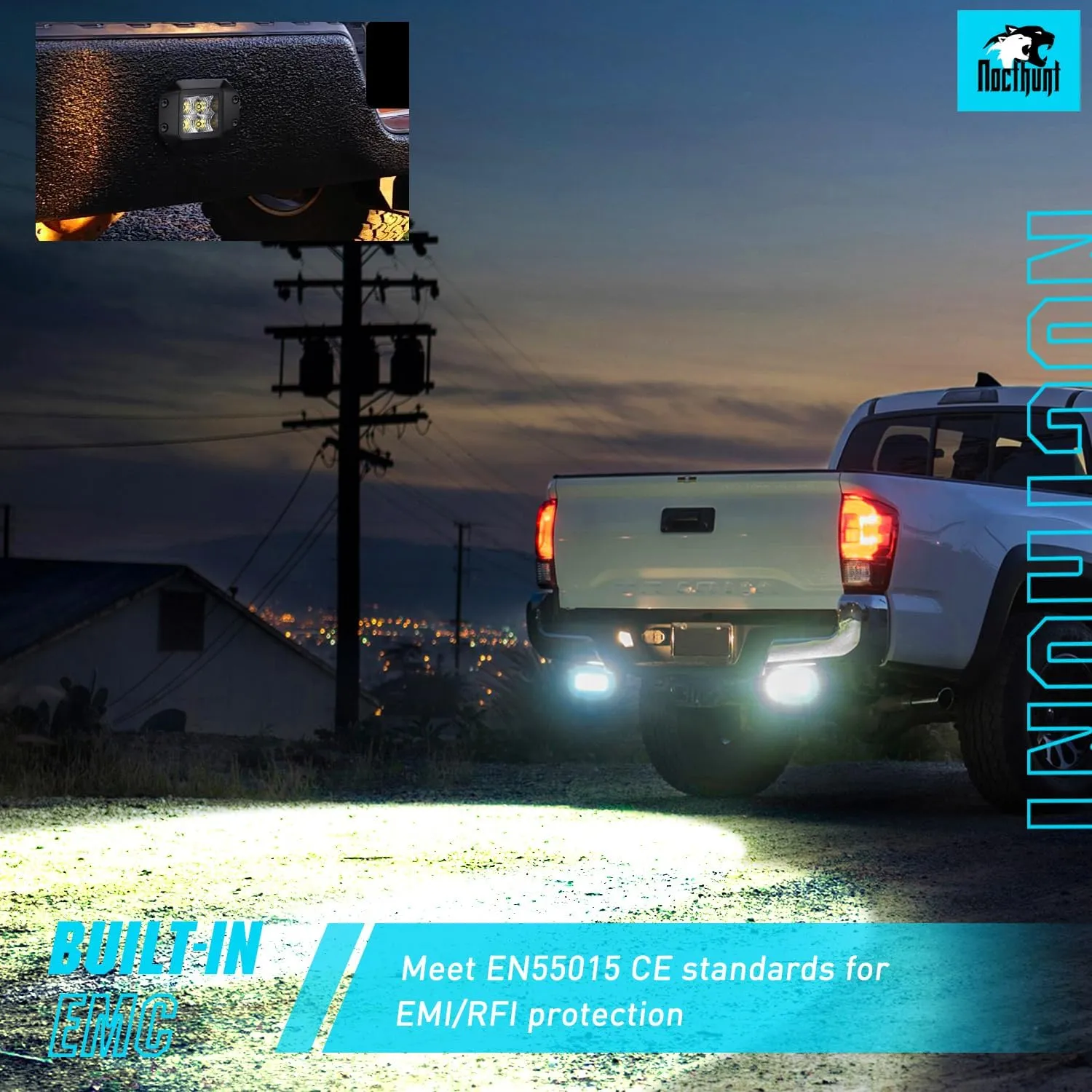 Nilight Flush Mount LED Pod Lights 2 PCS 4.7 Inch 4LED Flood Beam Backup Reverse Offroad Driving Bumper Work Grill Light for Truck ATV UTV