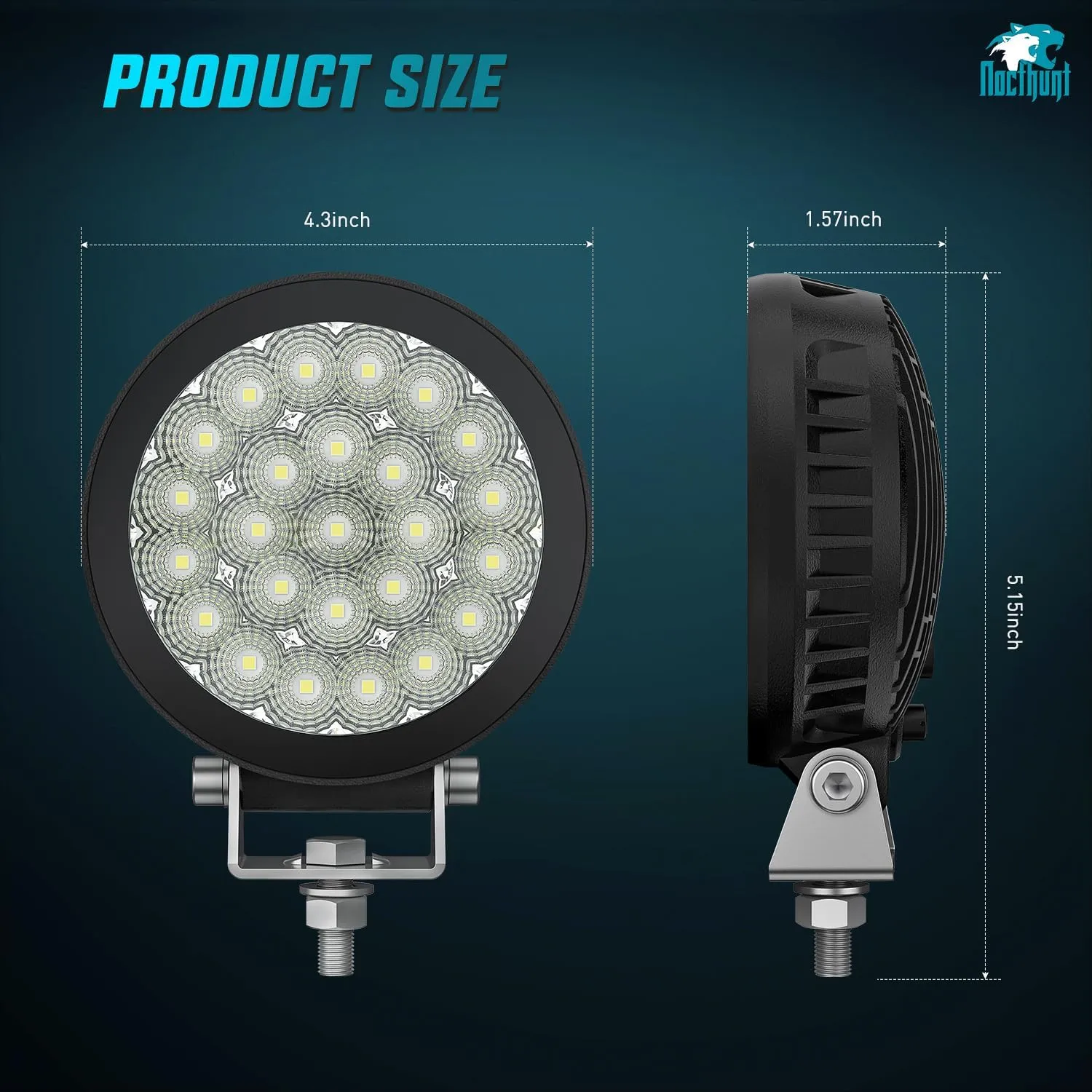 Nilight LED Light Pods 2 PCS 4.3 Inch 25LED Flood Beam Super Slim Round Offroad Driving Ditch Work Lights Built-in EMC for Tractor Truck Motorbike Boat ATV