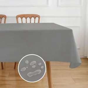 NLMUVW Vinyl Tablecloth with Flannel Backing 100% Waterproof Rectangle PVC Table Cloth Oil Proof Wipe Clean Table Cover for Dining Party Camping Outdoor, Dark Grey, 60 X 140 Inch