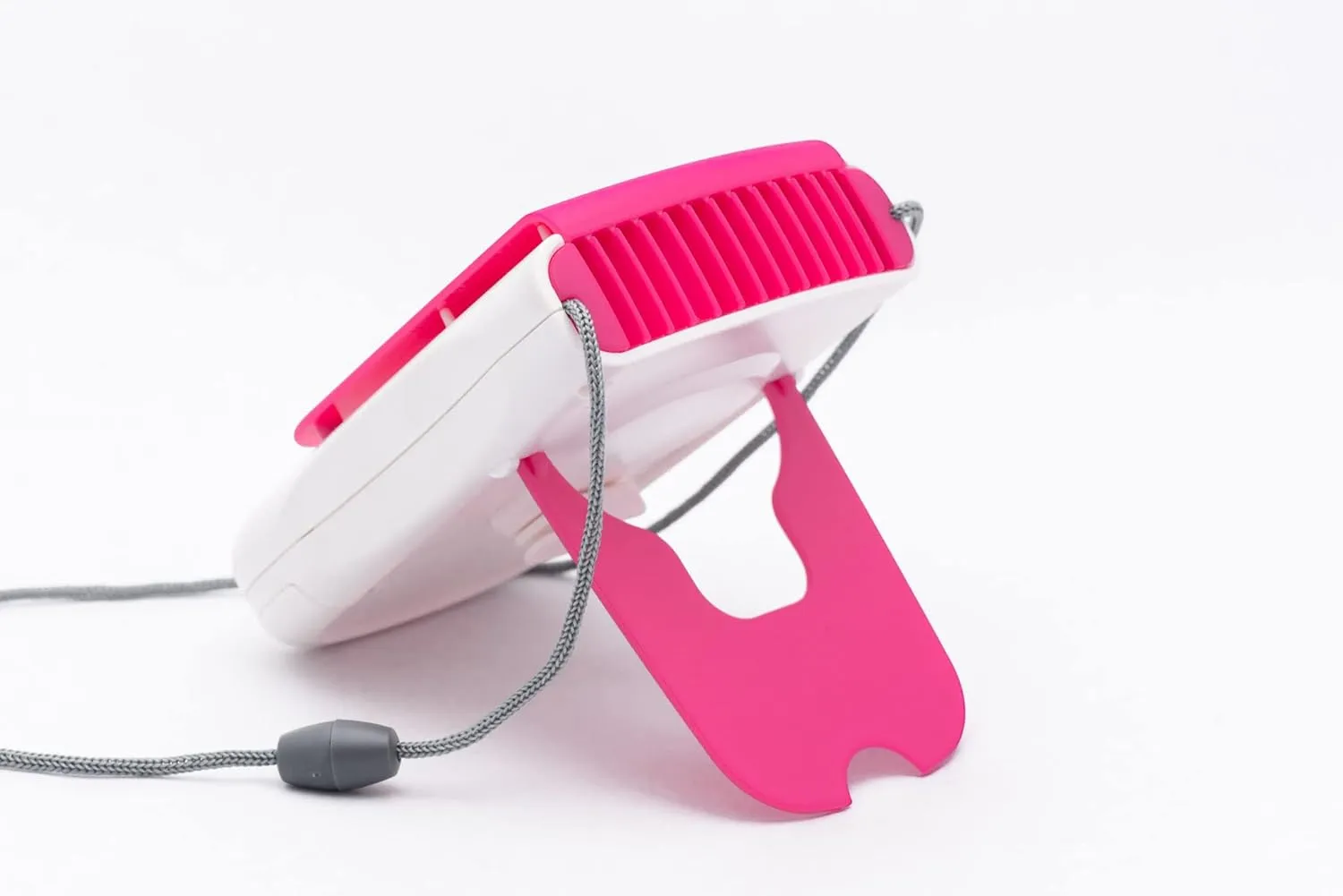O2COOL Deluxe Necklace Fan | Battery Powered, Hands-Free Personal Cooling Fan w/Adjustable Lanyard, Table Top Stand   Wearable Clip -Pink (2 Pack)
