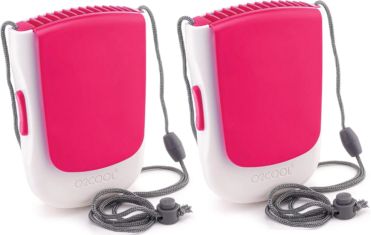 O2COOL Deluxe Necklace Fan | Battery Powered, Hands-Free Personal Cooling Fan w/Adjustable Lanyard, Table Top Stand   Wearable Clip -Pink (2 Pack)