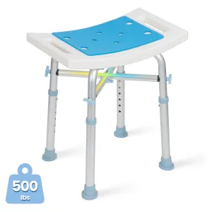 OasisSpace Heavy Duty Shower Chair 500lb, Padded Bath Seat with Free Assist Grab Bar - Medical Tool Free Anti-Slip Shower Bench Bathtub Stool Seat for Elderly, Senior, Handicap & Disabled