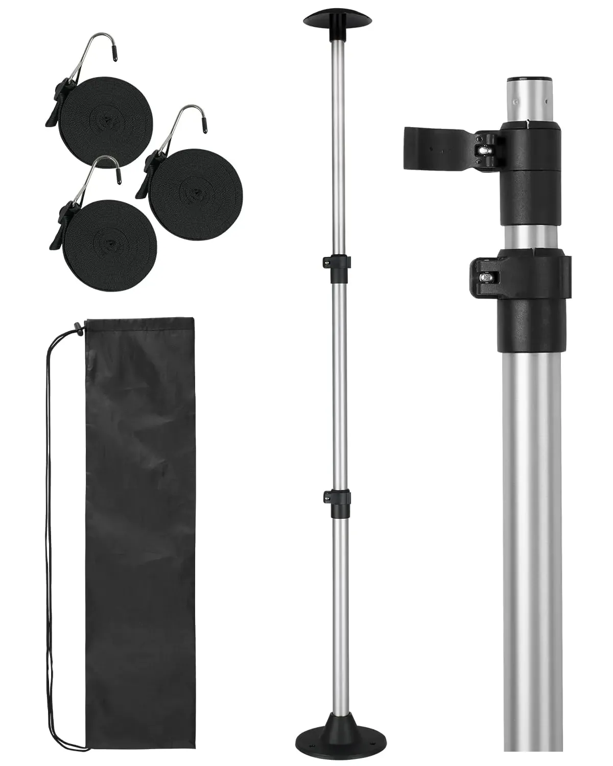 OCEANBROAD Boat Cover Support Pole Adjustable Telescoping Aluminum Pole with Straps for V Hull Boat Jon Boat Pontoon Boat 1 Pack