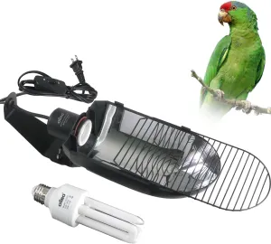 Oiibo Bird Cage Light Fixture Combo Kit, AvianSun Lamp Hood with 2.4% UVB UVA 20W Compact Fluorescent Bulb for All Kinds Captive Birds