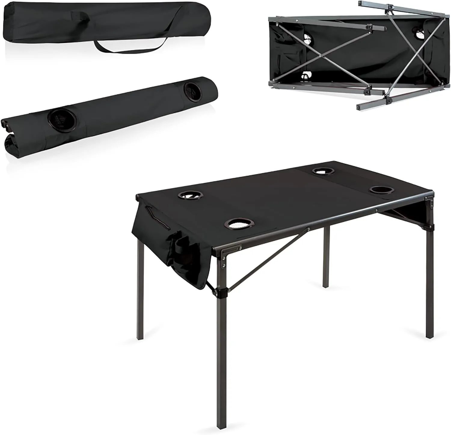 ONIVA - a Picnic Time Brand Travel Portable Soft Top Folding Table for Camping and Outdoors with Carry Bag, (Black) 6 x 6 x 43