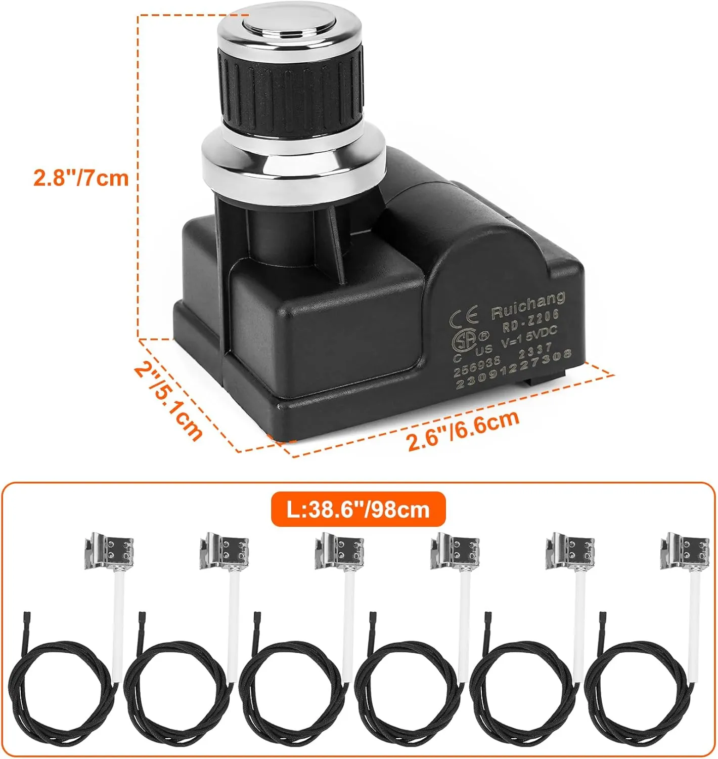 onlyfire Grill Igniter Replacement Kit for Home Depot Nexgrill 720-0882A 720-0896B 720-0896E Gas Grill Models, 6 Outlet Tact Push Button Spark Igniter with Wires