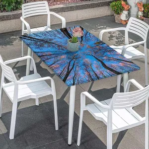 OOzie Blue Brown Folding Table Cover Branches to Sky with Clouds Wide Pastoral Waterproof Tablecloths for Picnic, Camping, Indoor, Outdoor Forest Fits up 5 Foot Tables