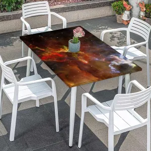 OOzie Coral Multicolor Rectangle Tables Decor Galaxy Design Picnic Fitted Tablecloth Rectangle Table Cover Fantasy Art Fits up 5 Foot Tables