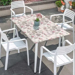 OOzie Multi Colored Elastic Fitted Tablecloths, Flowers Summer Garden for Indoor 0utdoor Dinning Patio Table Nature Decor Fits up 5 Foot Tables