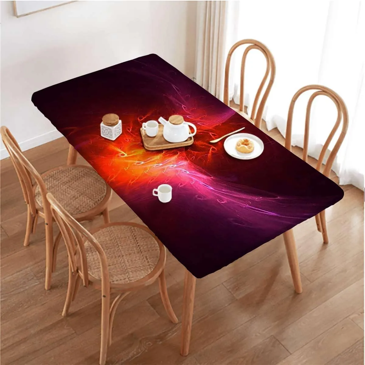 OOzie Scarlet Lavender Elastic Edged Table Covers Galaxy Design for Dining Tables,Buffet Parties and Camping Fantasy Art Fits up 5 Foot Tables