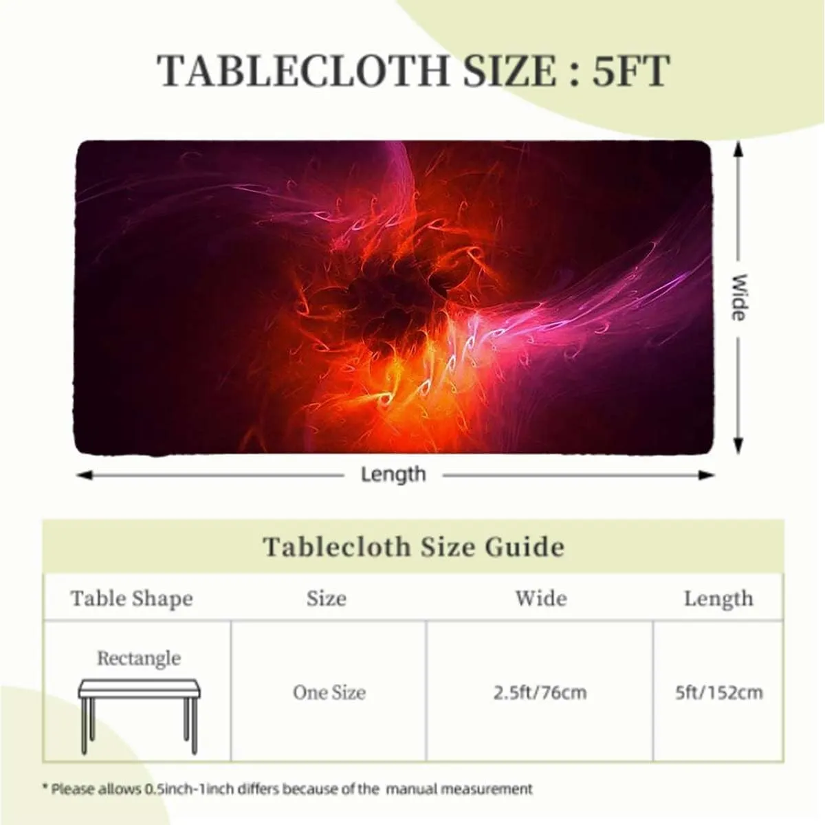 OOzie Scarlet Lavender Elastic Edged Table Covers Galaxy Design for Dining Tables,Buffet Parties and Camping Fantasy Art Fits up 5 Foot Tables