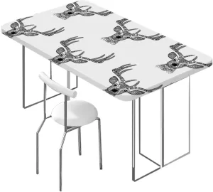 OOzie White and Black Rectangle Tables Decor Artistic Abstract Deer Skull for Indoor 0utdoor Dinning Patio Table Antler Fits up 4 Foot Tables