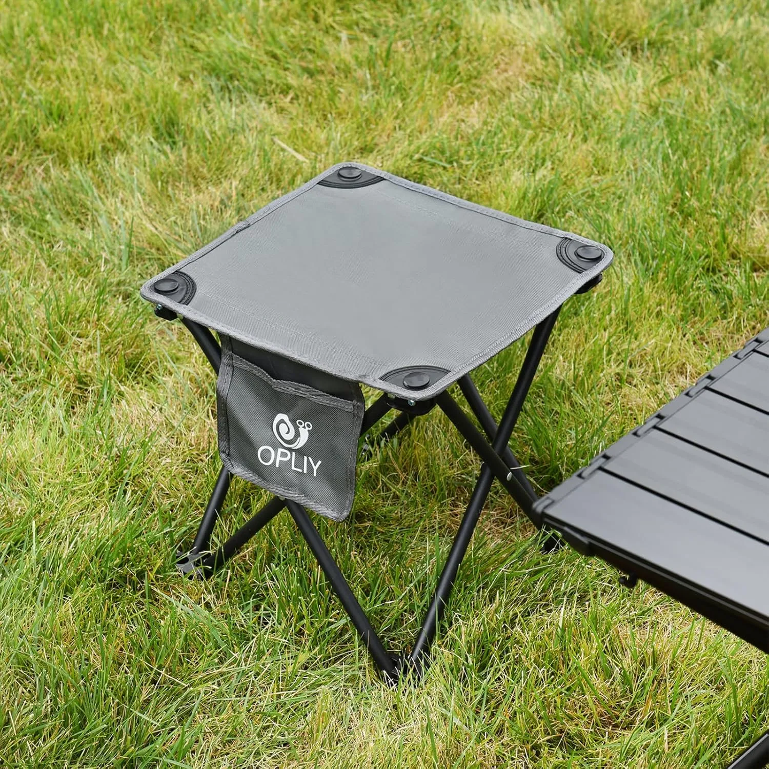 Opliy Camping Stool 2 Pack,13.5 Inch Portable Folding Stool for Outdoor Gardening and Beach Hiking Fishing,Foot Stool with Carry Bag (Gray)