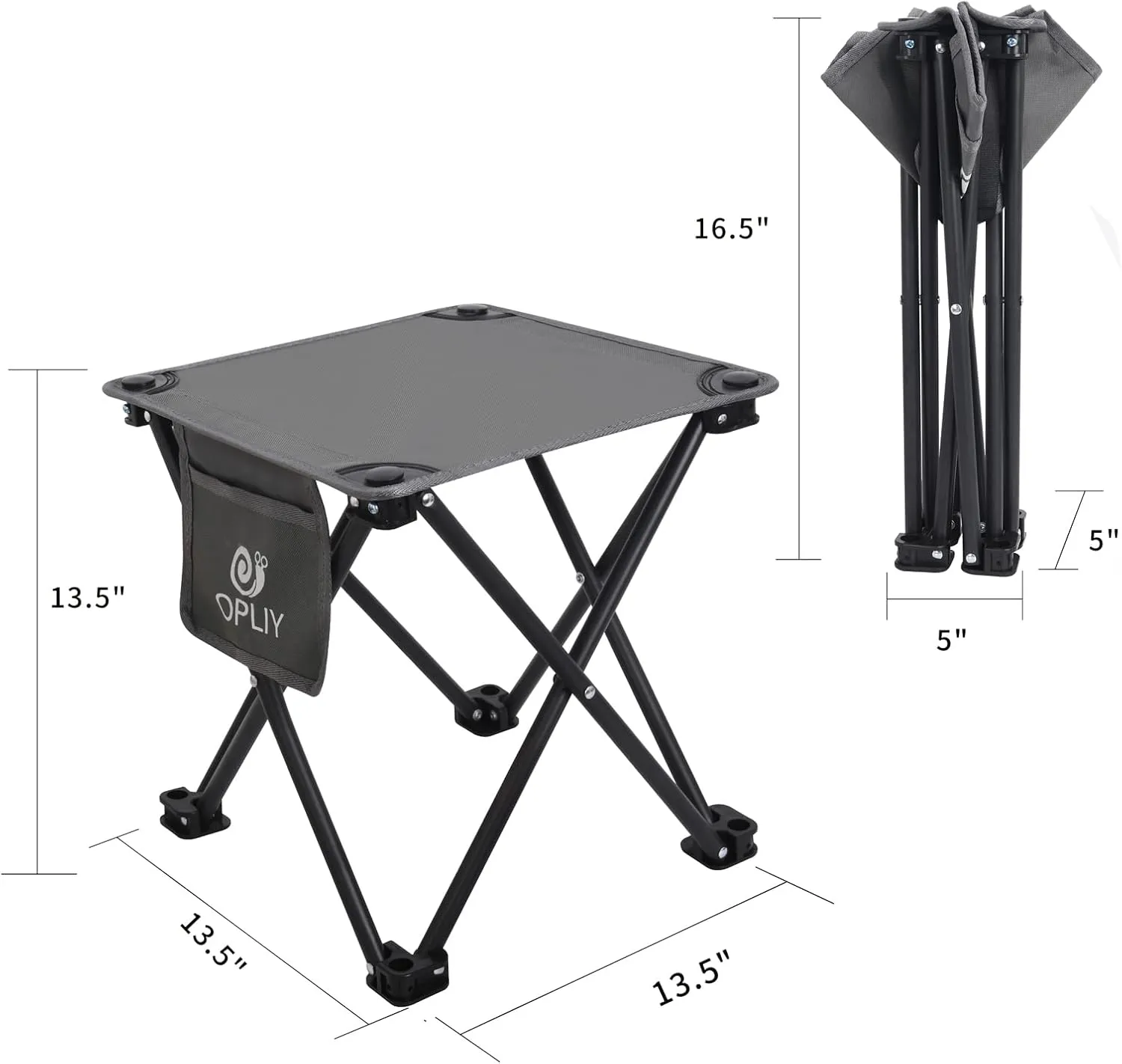 Opliy Camping Stool 2 Pack,13.5 Inch Portable Folding Stool for Outdoor Gardening and Beach Hiking Fishing,Foot Stool with Carry Bag (Gray)
