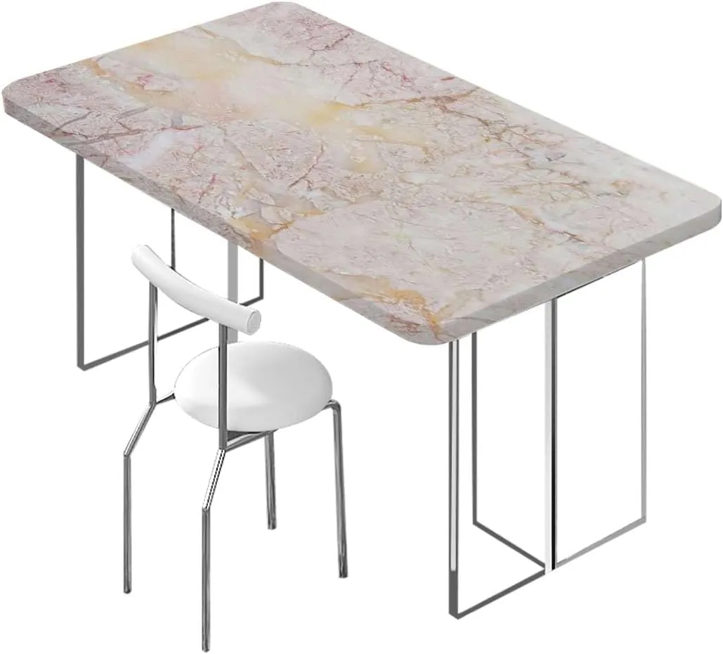 Orange Brown Elastic Edge Fitted Table Cloth, Marble Mine Pattern Design Elastic Edged Picnic Table Covers ?for Camping, Dining, Outdoor, Park, Patio Abstract Fits up 4 Foot Tables