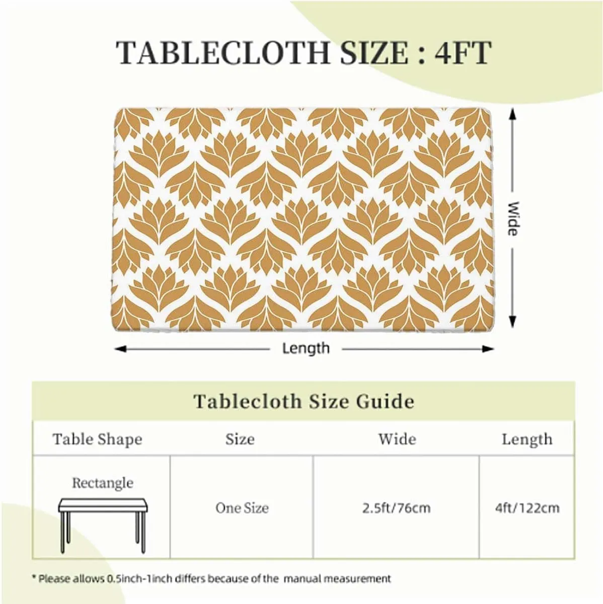 Orange Elastic Fitted Tablecloth Abstract Waves Pattern Elastic Oilproof Waterproof Tablecloth Classic Golden Leaves Art Fits up 4 Foot Tables