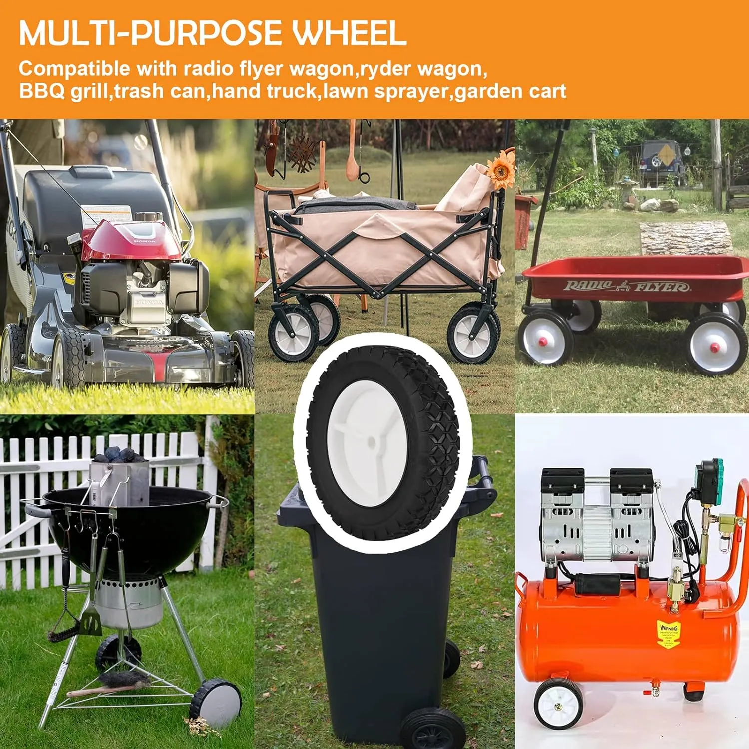 Oregon 72-108 Plastic Wheel 2PCS Universal Wheels Tires Compatible with Craftsman AYP MTD Lawnmower Suitable for Replacement of Radio Flyer Wagon BBQ Grill Trash Can Hand Truck Lawn Sprayer