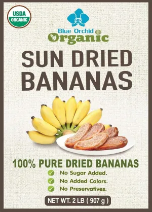 Organic Sun Dried Bananas Value Pack - No Sugar Added - No Preservatives - Unsulfured - Soft and Chewy Little Bananas - Thai Natural Fruit Snacks - 2 LB