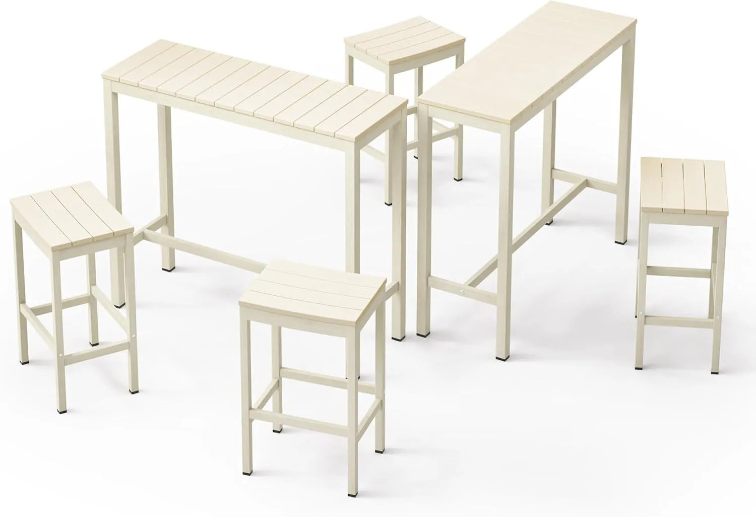 Outdoor Bar Stools Set of 2, 26 Inch All Weather HDPS Patio Counter Height Barstools with Footrest, Aluminum Bar Stool Chairs for Hot Tub, Balcony, Yard, Indoor Or Outdoor Use,Sand
