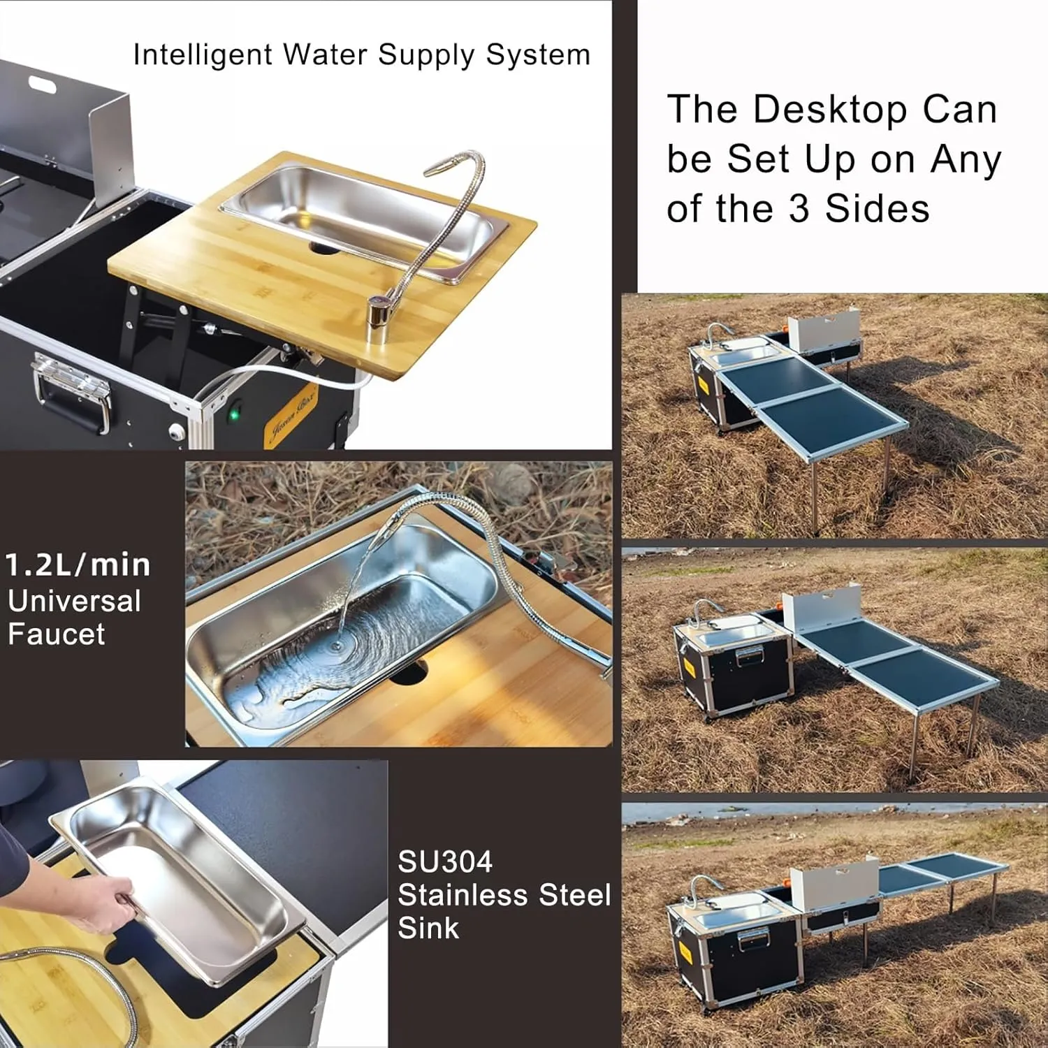 Outdoor Camping Kitchen Station Portable Folding Table