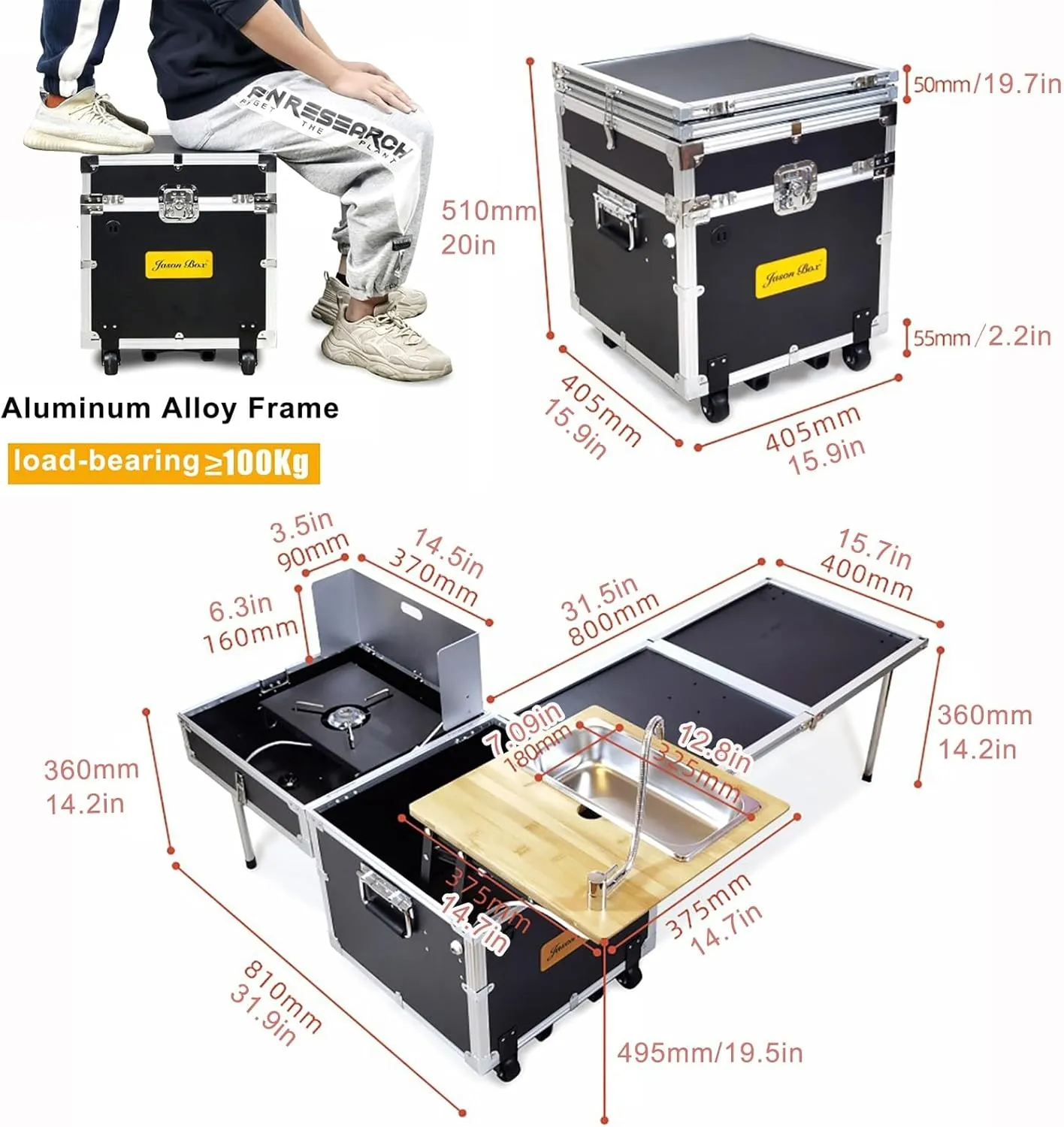 Outdoor Camping Kitchen Station Portable Folding Table