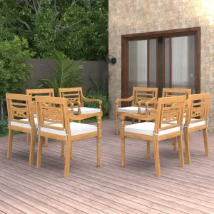 Outdoor Chairs,Zero Gravity Chair,Folding Stool,Batavia Chairs 8 pcs with Cushions Solid Teak WoodFor Gardens, patios, Balconies
