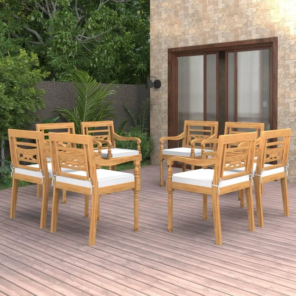 Outdoor Chairs,Zero Gravity Chair,Folding Stool,Batavia Chairs 8 pcs with Cushions Solid Teak WoodFor Gardens, patios, Balconies