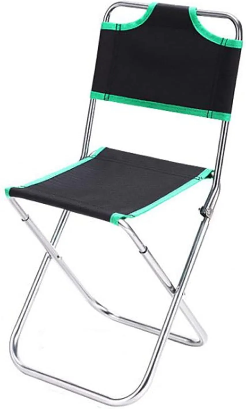 Outdoor Folding Camping Chair Heavy Duty high Back Director Beach Chair Oxford Cloth Aluminum Alloy with Storage Bag, Black-Green