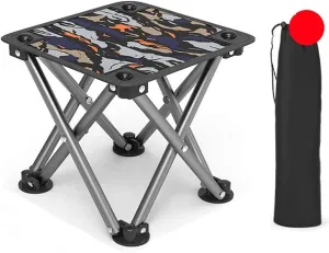 Outdoor Folding Chairs Small Camping Chairs Aluminum Portable Seat Stool for Fishing Camp Traveling Hiking Beach Garden BBQ