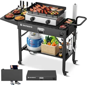 Outdoor Grill Table, Blackstone Griddle Stand, 440lbs Folding Grill Cart, Pizza Oven Table Stand for Onni,Food Prep Table with Wheels for Outdoor BBQ Camp Ninja Woodfire Grill Stand, 31" W x 17" D