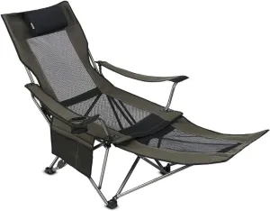 OUTDOOR LIVING SUNTIME Camping Folding Portable Mesh Chair with Removabel Footrest