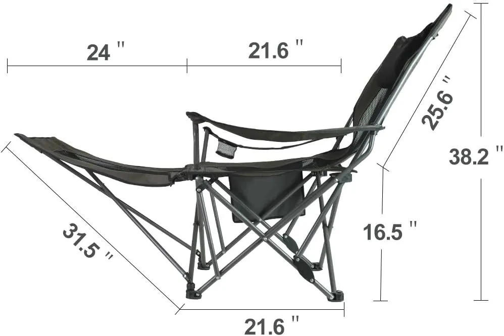 OUTDOOR LIVING SUNTIME Camping Folding Portable Mesh Chair with Removabel Footrest