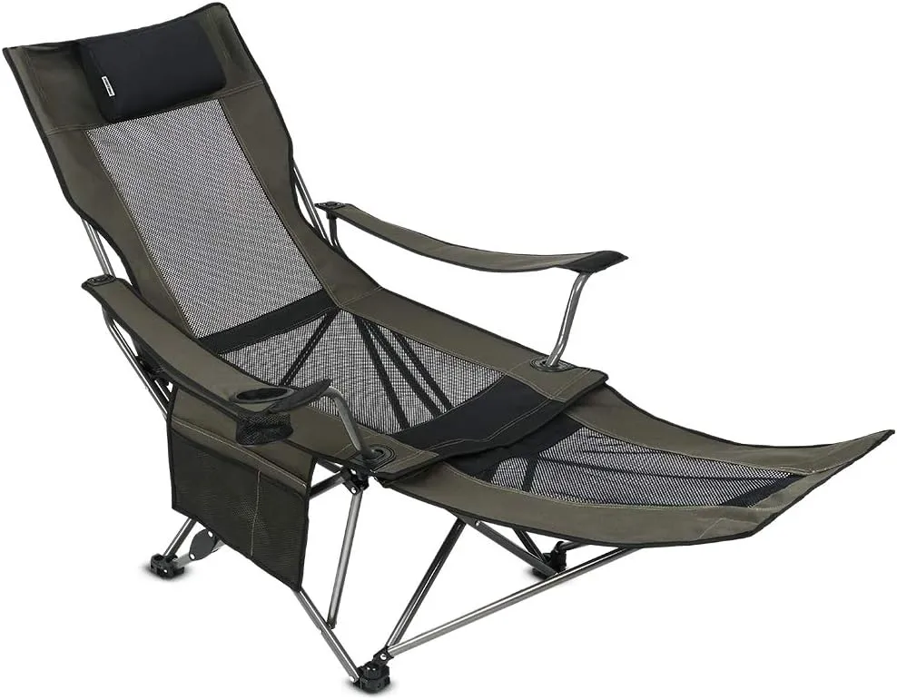 OUTDOOR LIVING SUNTIME Camping Folding Portable Mesh Chair with Removabel Footrest
