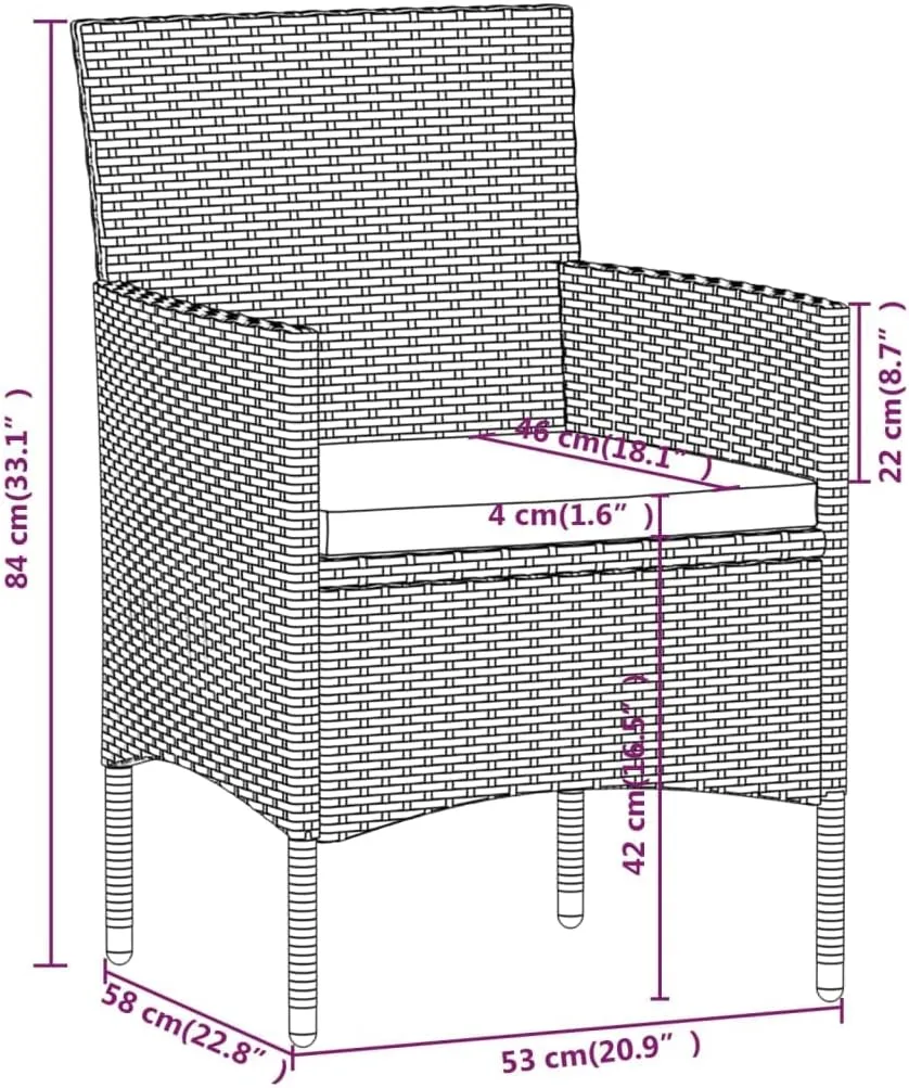 Outdoor Patio Furniture,7 Piece Patio Dining Set with Cushions Brown and BlackDesigned for Camping, Resting, Outdoors.