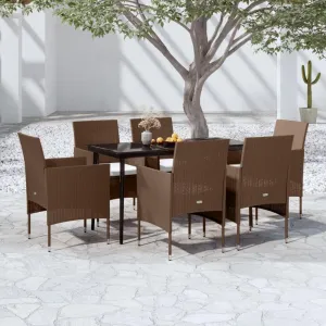 Outdoor Patio Furniture,7 Piece Patio Dining Set with Cushions Brown and BlackDesigned for Camping, Resting, Outdoors.