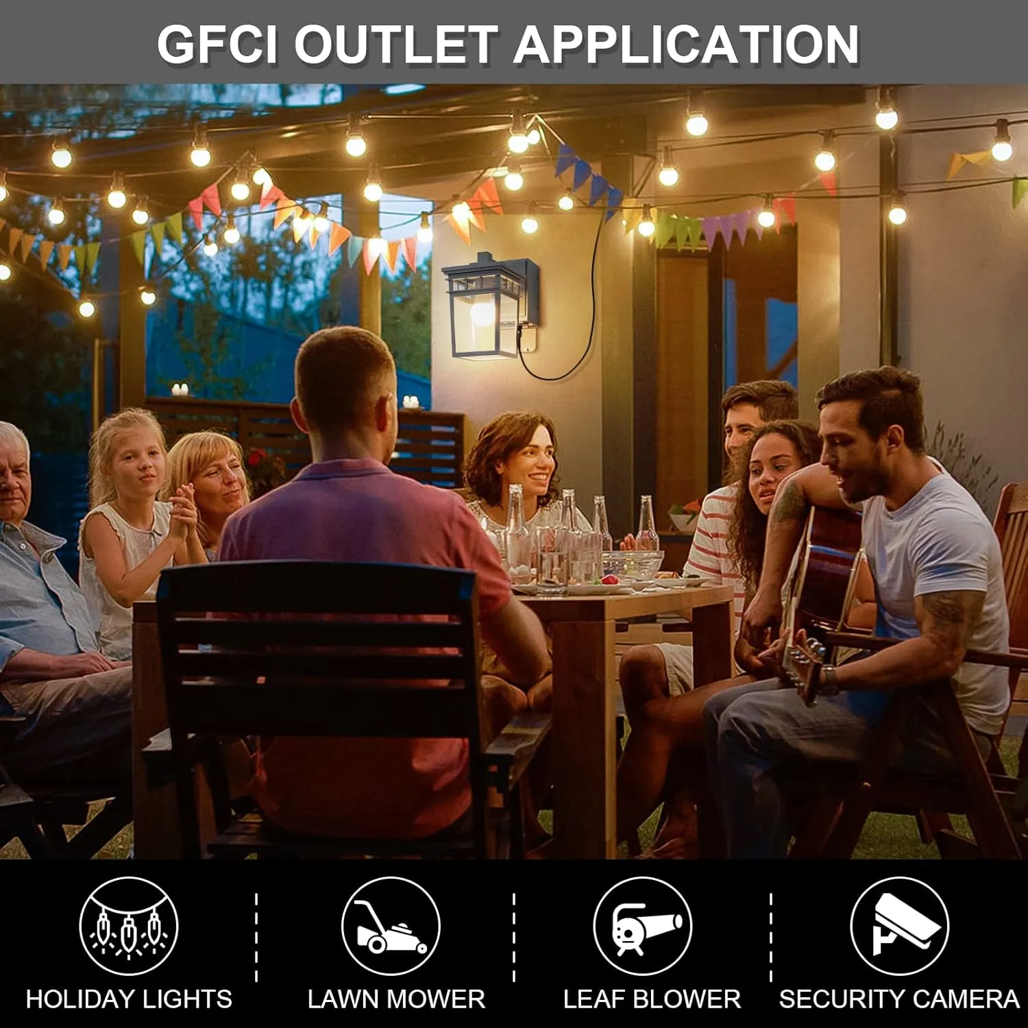 Outdoor Porch Light with GFCI Outlet Built in, Dusk to Dawn Outdoor Lighting with Clear Glass Shade, Waterproof Outdoor Wall Sconce Exterior Lights for House Garage Front Door, Bulb Included(Gray)