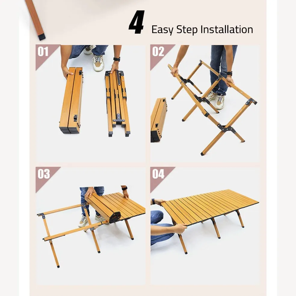 Outdoor Portable Camping Folding Table - Picnic Lightweight Roll Up Table