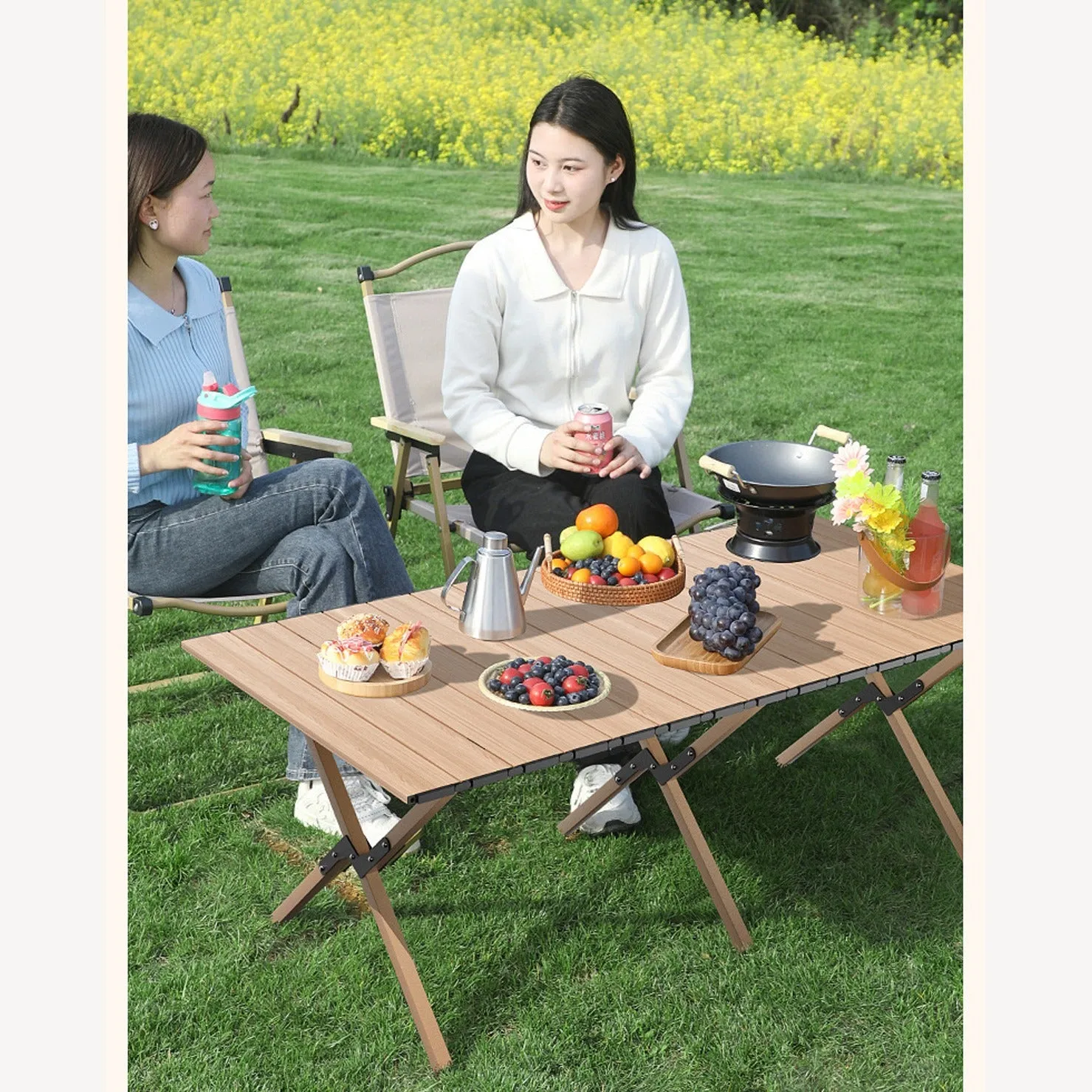 Outdoor Portable Camping Folding Table - Picnic Lightweight Roll Up Table