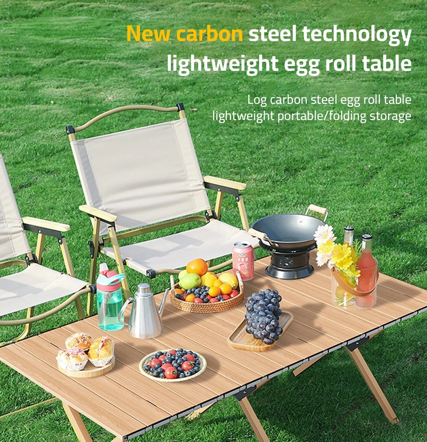 Outdoor Portable Camping Folding Table - Picnic Lightweight Roll Up Table