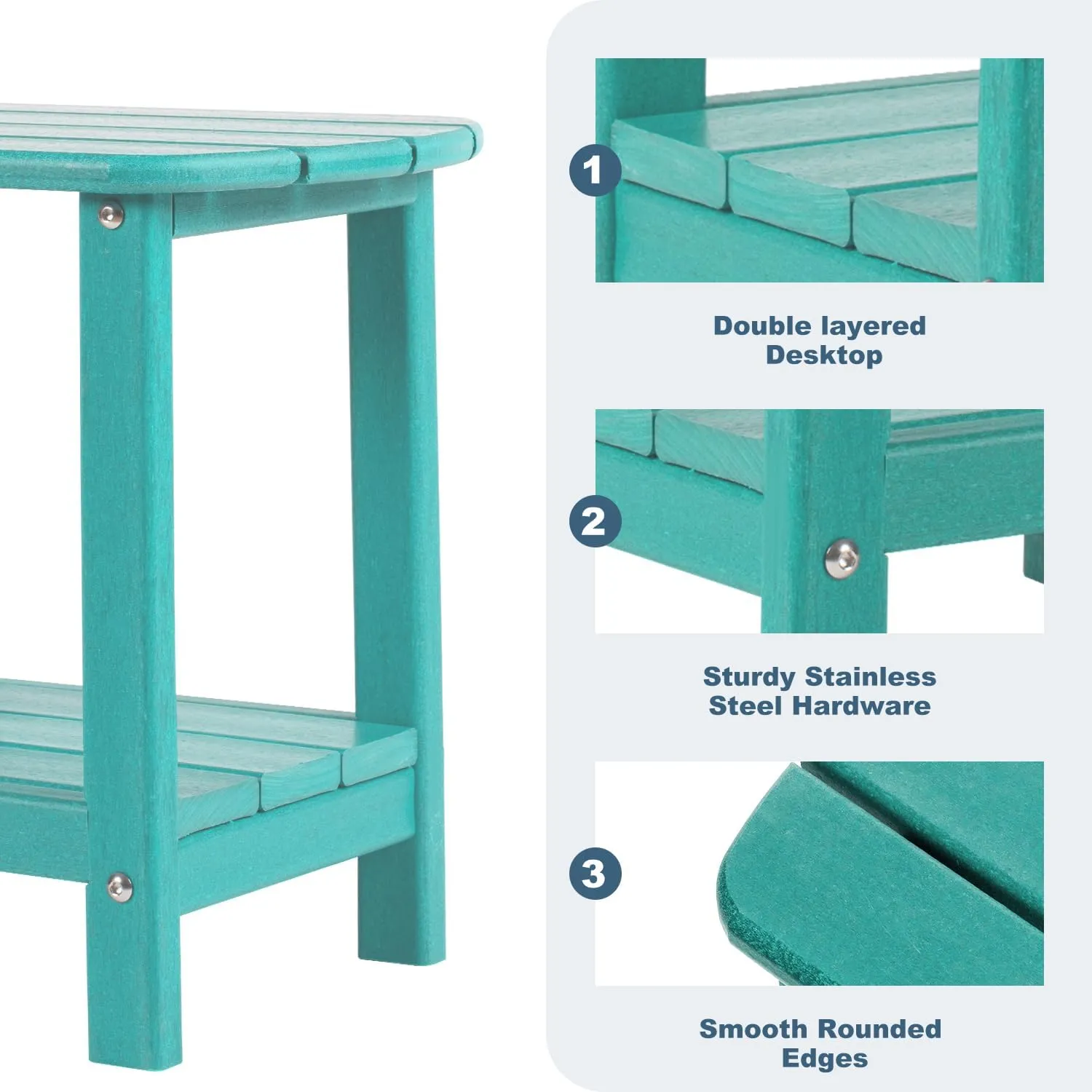 Outdoor Side Table 2 -Tier Adirondack Table HDPE Patio Side Table Weather Resistant End Table Small Outdoor Table (Aruba)