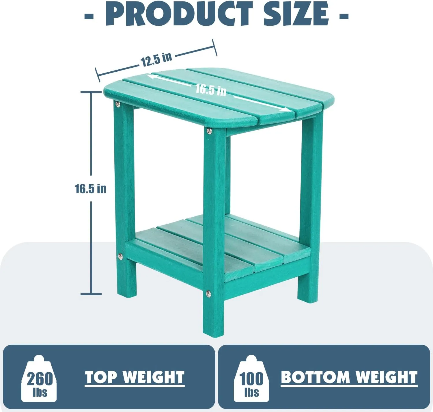 Outdoor Side Table 2 -Tier Adirondack Table HDPE Patio Side Table Weather Resistant End Table Small Outdoor Table (Aruba)