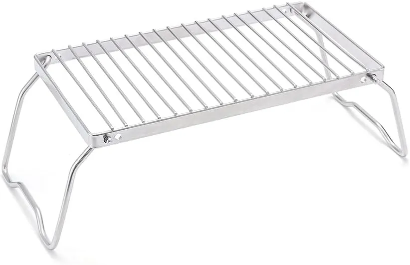 Outdoor Striped Barbecue Grill Stainless Steel Pot Folding Bracket Barbecue Grill
