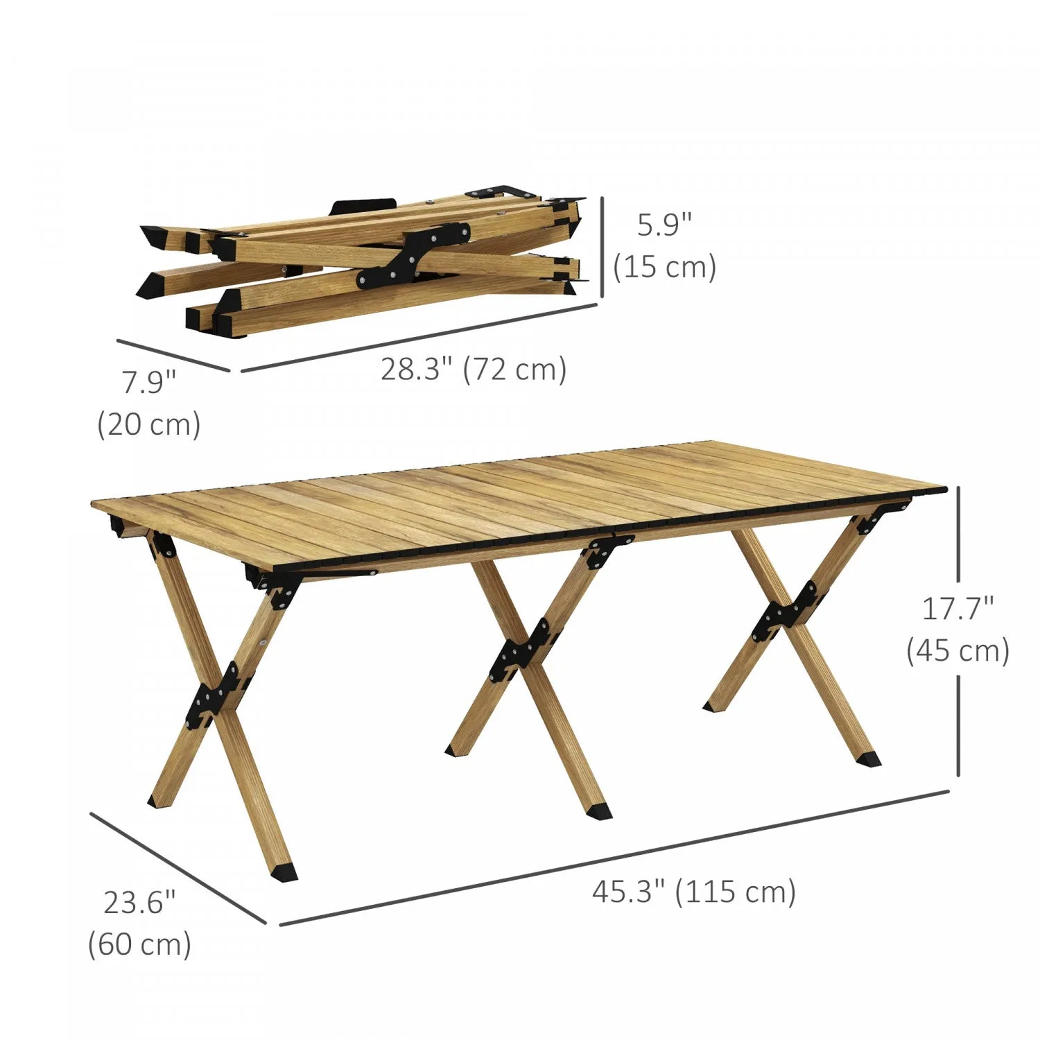 Outsunny Folding Camping Table, 4ft Aluminum Picnic Table With Roll-up Top|Outsunny Table De Camping Pliante, Table De Pique-nique En Aluminium 4 Pi