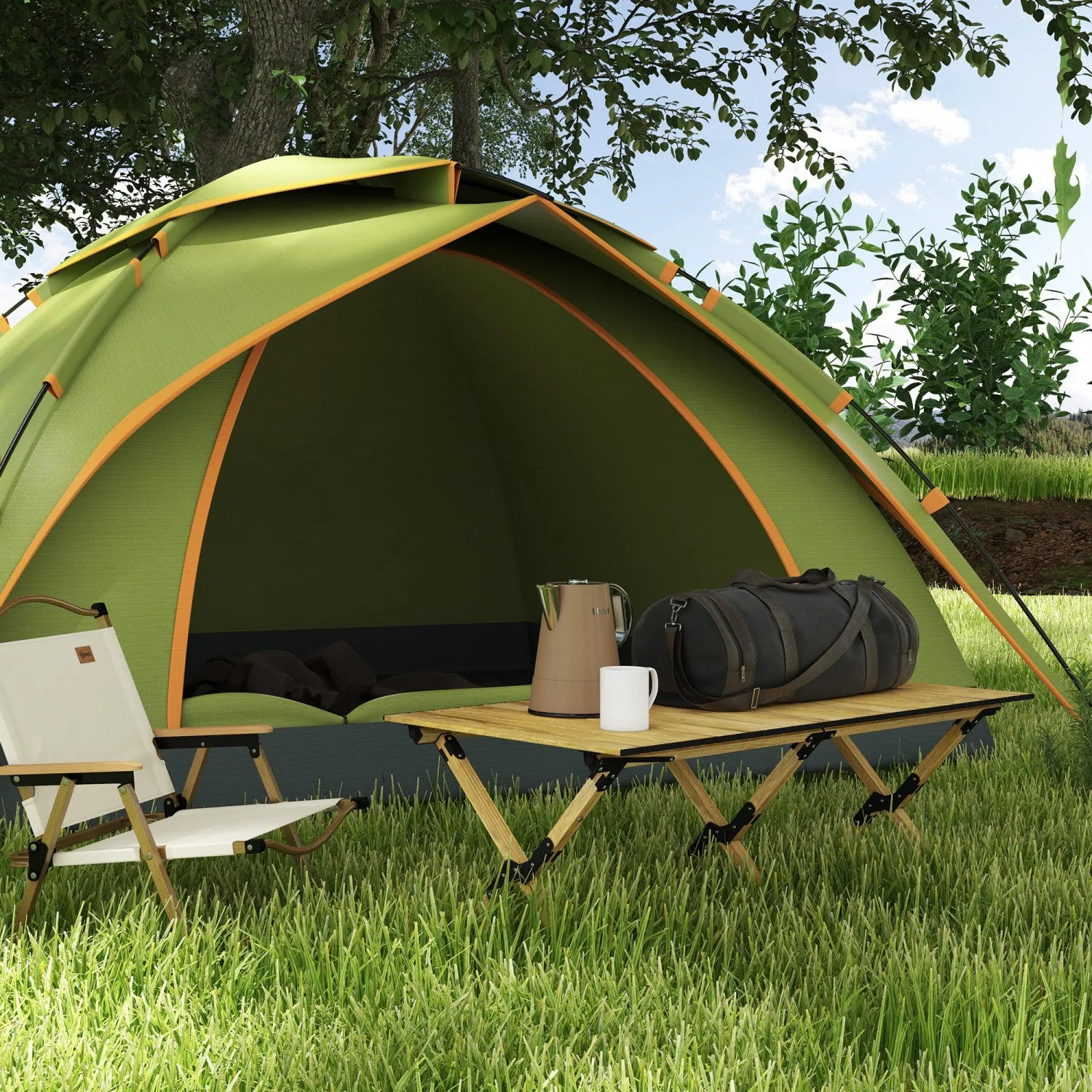 Outsunny Folding Camping Table, 4ft Aluminum Picnic Table With Roll-up Top|Outsunny Table De Camping Pliante, Table De Pique-nique En Aluminium 4 Pi