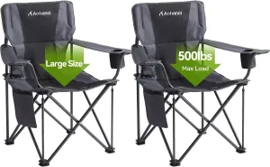Oversize Camping Chairs, Camp Chairs for Heavy People, Outdoor Folding Camping Chairs, Folding Chairs for Outside(500lbs,2pcs)