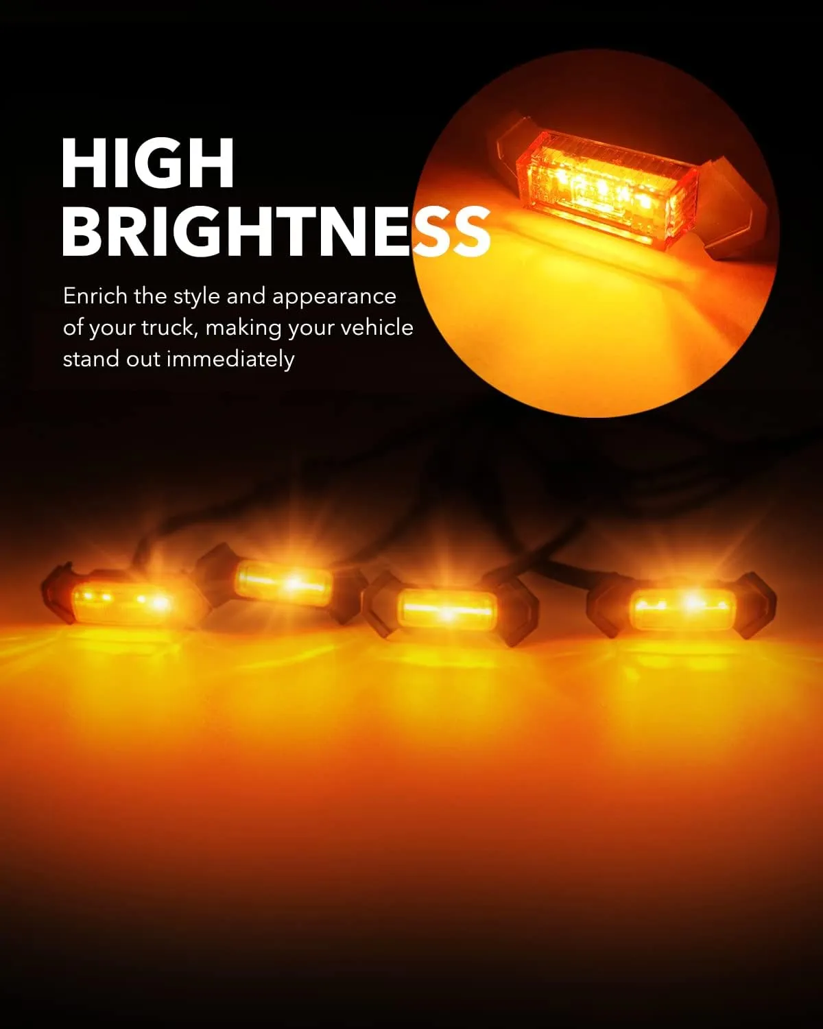 OXILAM LED Grille Lights 4 PCS with Fuse Adaptor for Tacoma TRD PRO 2016-2023 OEM Front Grille, Amber Shell with Amber Light, (Amber Yellow)