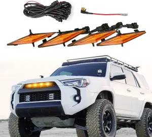 OXILAM LED Grille Lights Amber with Fuse Compatible with Toyota 4Runner TRD Pro Grille 2014 2015 2016 2017 2018 2019, Including SR5, TRD Off-Road, Limited (Amber Shell with Amber Light, 4PCS)