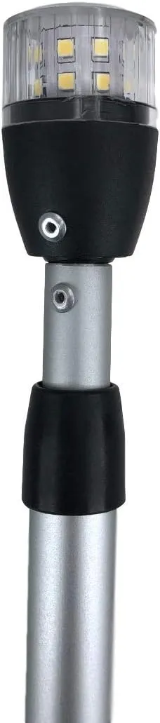 Pactrade Marine Boat Navigation Lights LED - 28-43 Inch White All-Round/Stern Light Pole (Telescoping Replacement Pole, Flush Mount) - Boat Accessories for Pontoon, Yacht, Kayak